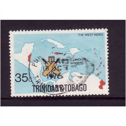 TRINIDAD AND TOBAGO 1976 SG474 35c CRICKET CUP CARIBBEAN MAP FINE USED