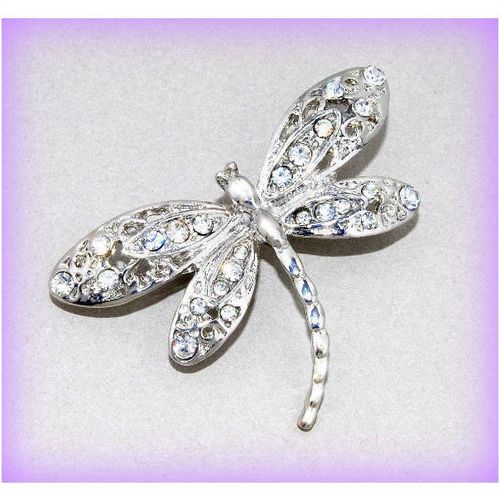 Bright Clear Crystal Dragonfly Brooch Jumper Clasp Pin Jewellery 1440