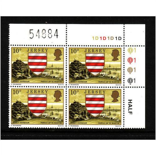 JERSEY 1980 SG 144 10p GOREY HARBOUR BLOCK 4 VALS U/M MINT