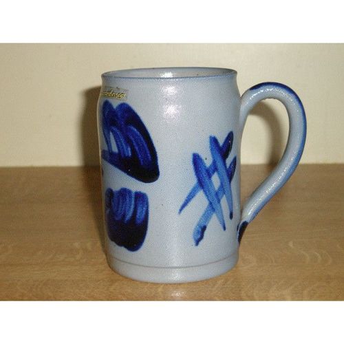 Lovely Large Grey & Blue Stoneware Tankard