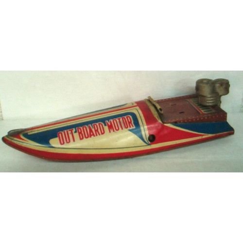 VINTAGE ' MISS LIBERTY ' TIN Speedboat (1940's)