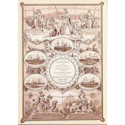 National Postal Museum PC - Official Christmas Card 1887/8 GPO London + SHS