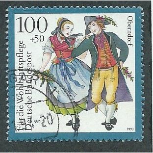 GER 1993 100pf+ 50 'NATIONAL COSTUMES- OBERNDORF' FINE USED (EBID47-583)
