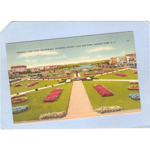 New Jersey Asbury Park General View From Boardwalk Showing Sunset Lake & P~1762