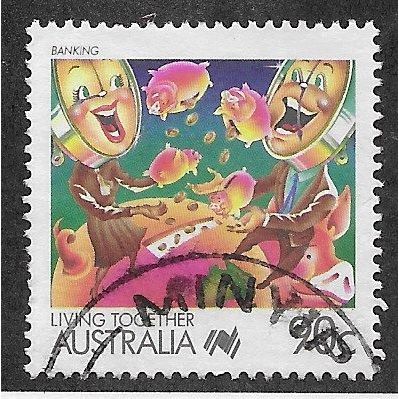 AUS 1988 90c 'LIVING TOGETHER - BANKING' FINE USED (EBID67-224)