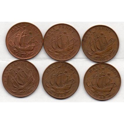 Coins. Pre-Decimal 1967 Elizabeth II.Half Penny