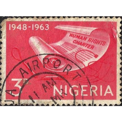NIGERIA, Human Rights Charter 25 years, pink 1963, 3d