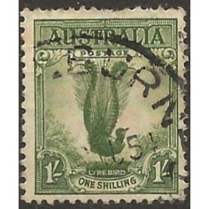 Australia 1932 SG140 1/- Green Superb Lyrebird Good/Fine Used..
