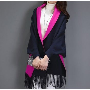 AESTHETICA TWO-TONED SHAWL COAT