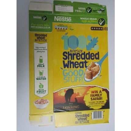 Nestle Shredded Wheat 2020 Lion King Empty Cereal Box 750g Box only