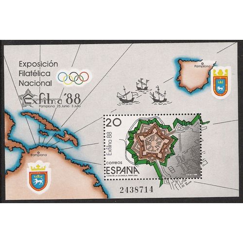 Mi Block 28: EXFILNA '88 National Stamp Exhibition, Pamplona.