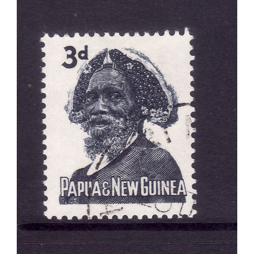 PAPUA NEW GUINEA 1961 3d BLUE TRIBAL ELDER SG 29 FINE USED