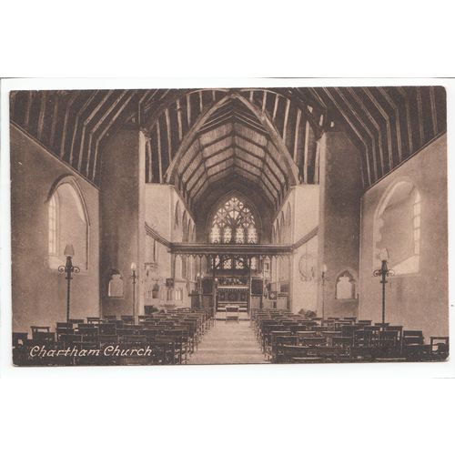 Chartham Church Interior Kent Postcard