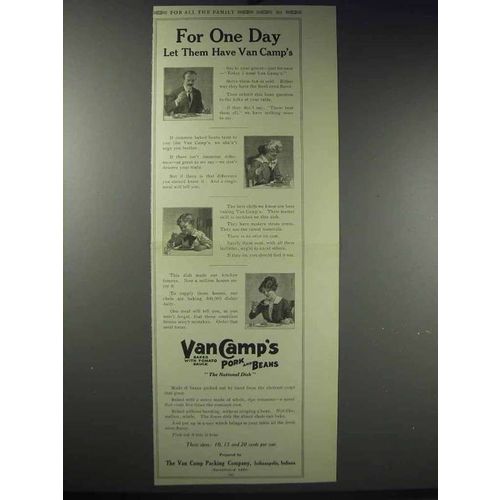 1913 Van Camp's Pork and Beans Ad - For One Day