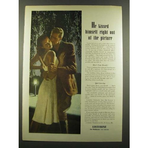 1940 Listerine Antiseptic Ad - Kissed Out of Picture