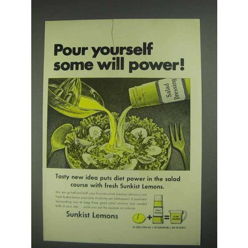 1967 Sunkist Lemons Ad - Pour Yourself Will Power