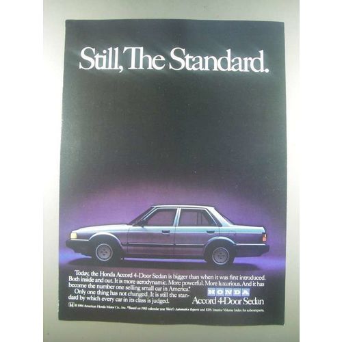 1985 Honda Accord 4-Door Sedan Ad - Still, The Standard