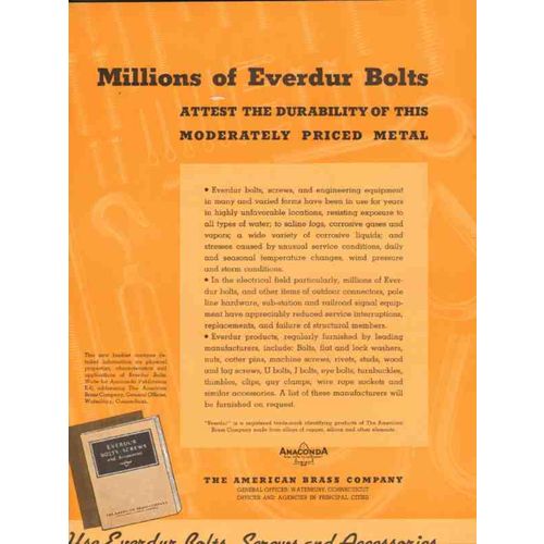 american brass company 1936 copper alloy everur metal bolts vintage ad