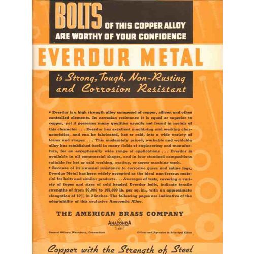 american brass company 1936 copper alloy everur metal bolts vintage ad