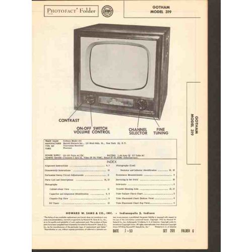 GOTHAM model 319 TV television receiver Sams Photofact manual