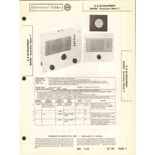 G M EQUIPMENT model Guardian Mark radio intercom Sams Photofact manual