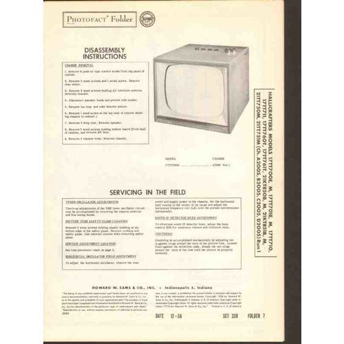 HALLICRAFTERS chassis x2005 television receiver Sams Photofact manual