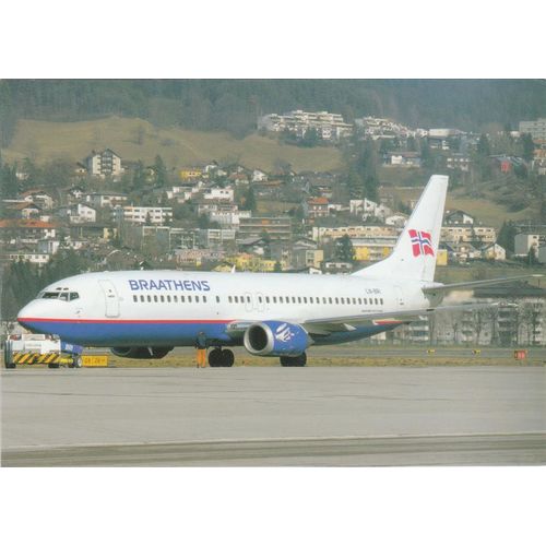 Braathes Boeing B737 405 Civil Aircraft Postcard (A22723)