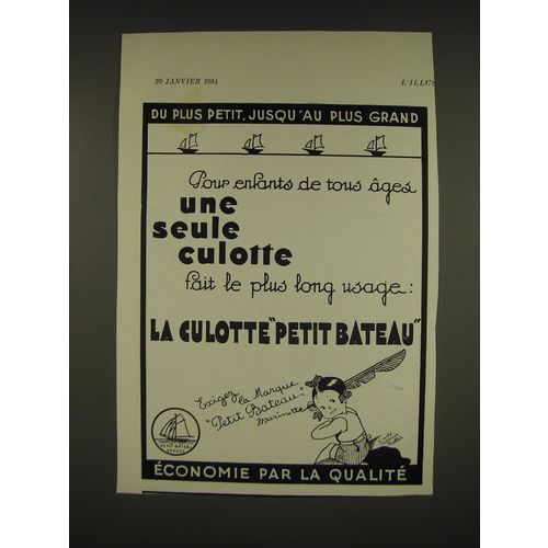 1934 Petit Bateau Clothing Ad - in French - Du plus Petit, Jusqu'au plus grand