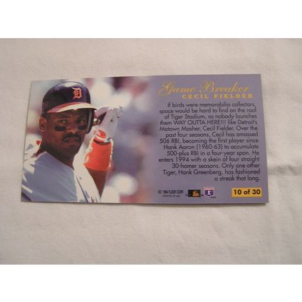 Cecil Fielder 1994 Fleer Extra Bases GAME BREAKERS NO. 10