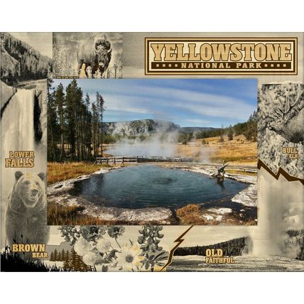Yellowstone National Park Landmarks Laser Engraved Wood Picture Frame (5 x 7)