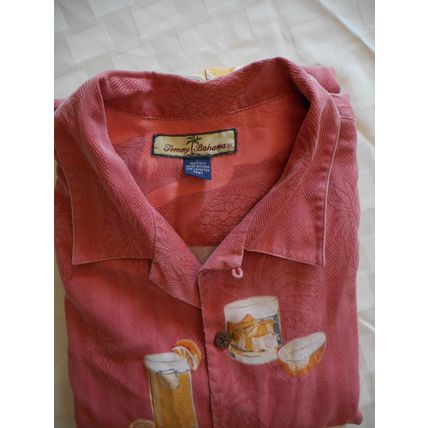 Hawaiian Shirt by Tommy Bahama Silk Cocktails Coral Hurricane Tropic Sz. Large