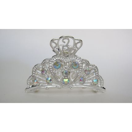 Gold or silver clear or AB crystal heart metal hair claw clip jaw clip