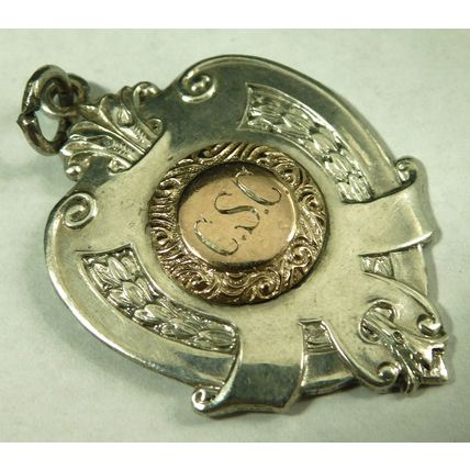 Antique Solid Sterling Silver Pocket Watch Fob Medal Scouting Swimming Champ