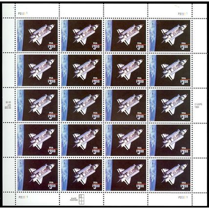 2544, $3.00 1995 Priority Mail Full Sheet of 20 Stamps - Stuart Katz