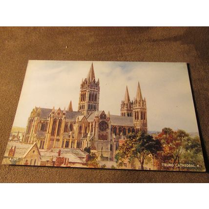 Valentines postcard - Truro Cathedral from N, Cornwall - Artist E.W Trick A1517