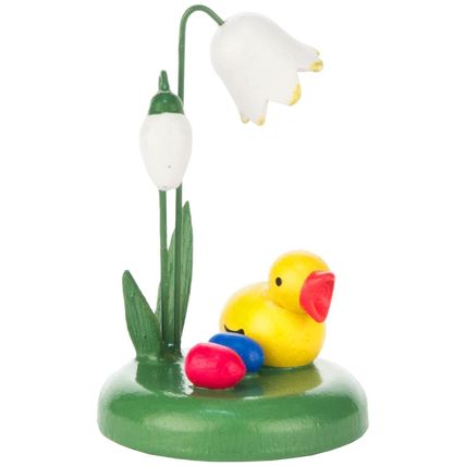 224-021-2 - Dregeno Easter Figure - Chick Under Flower - 2"H x 1.25"W x 1.25"D