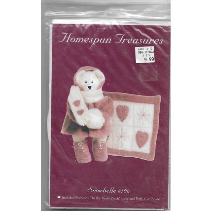 Homespun Treasures #106 18” Snowbelle Bear & Wall Hanging Craft Pattern ©1999