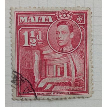Malta Postage stamp, 1938, 1.1/2d, Hypogeum Hal Safieni, Used Hinged