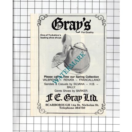 Gray's Scarborough Yorkshire F E Gray Ltd - 1985 Small Advert