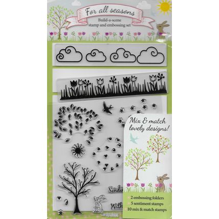 For All Seasons Embossing Folder & Stamp Set. Stamping Cardmaking Scrapbooking