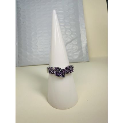 Bomb Party Sz8 BP Ring Fashion Jewelry RBP Radiant Purple Gem Clusters Rhodium P