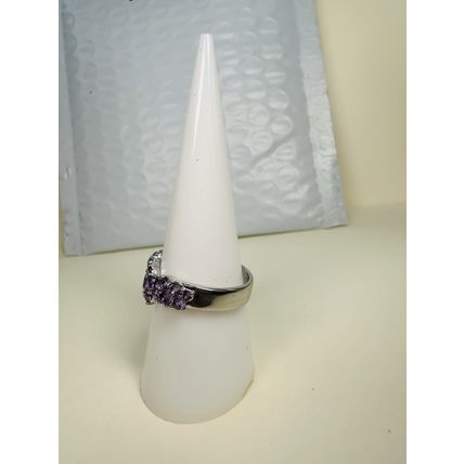 Bomb Party Sz8 BP Ring Fashion Jewelry RBP Radiant Purple Gem Clusters Rhodium P