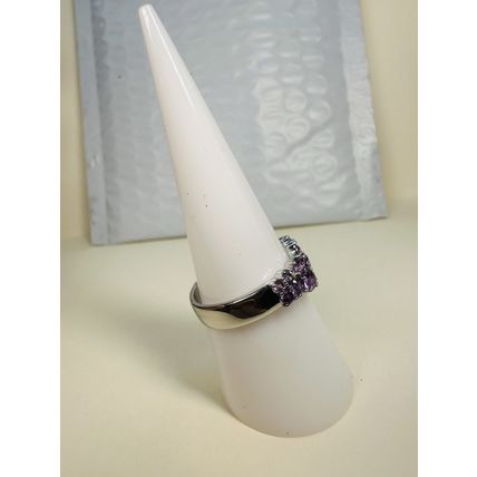 Bomb Party Sz8 BP Ring Fashion Jewelry RBP Radiant Purple Gem Clusters Rhodium P