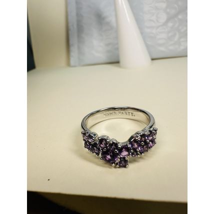 Bomb Party Sz8 BP Ring Fashion Jewelry RBP Radiant Purple Gem Clusters Rhodium P