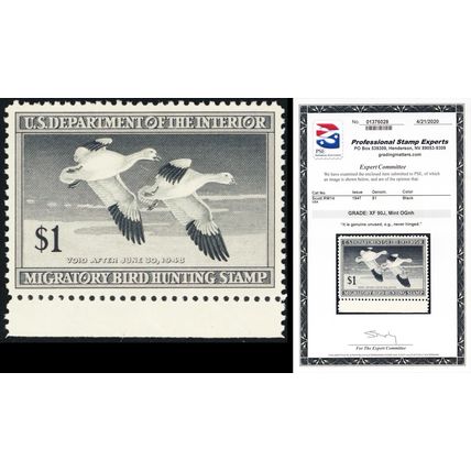 RW14, Mint XF NH $1 Duck Stamp - Graded 90J JUMBO PSE Certificate * Stuart Katz