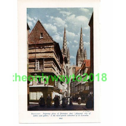 Quimper, S Corentin Cathedral, Brittany, France, Book Illustration, c1920