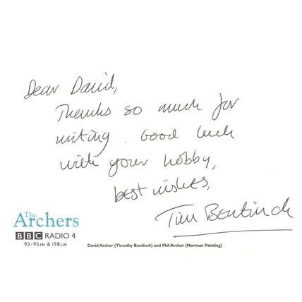 Tim Bentinck The Archers BBC Radio 4 Hand Signed Cast Card Photo