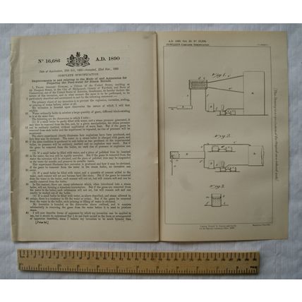 1890 Patent No. 16,686 feed-water for steam boilers, Frank Gridley Fowler, USA
