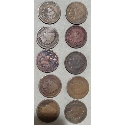 1886-1905 Indian Head Penny Coins Lot of 10