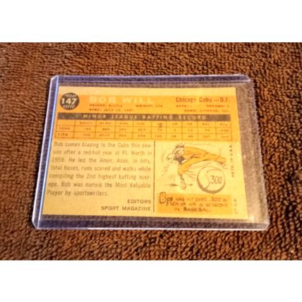 Topps 1960 RC Star 147 Bob Will Chicago Cubs 6.0 EXMT Or Better No Creases (GC)